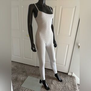 Grey jumpsuit with spaghetti straps